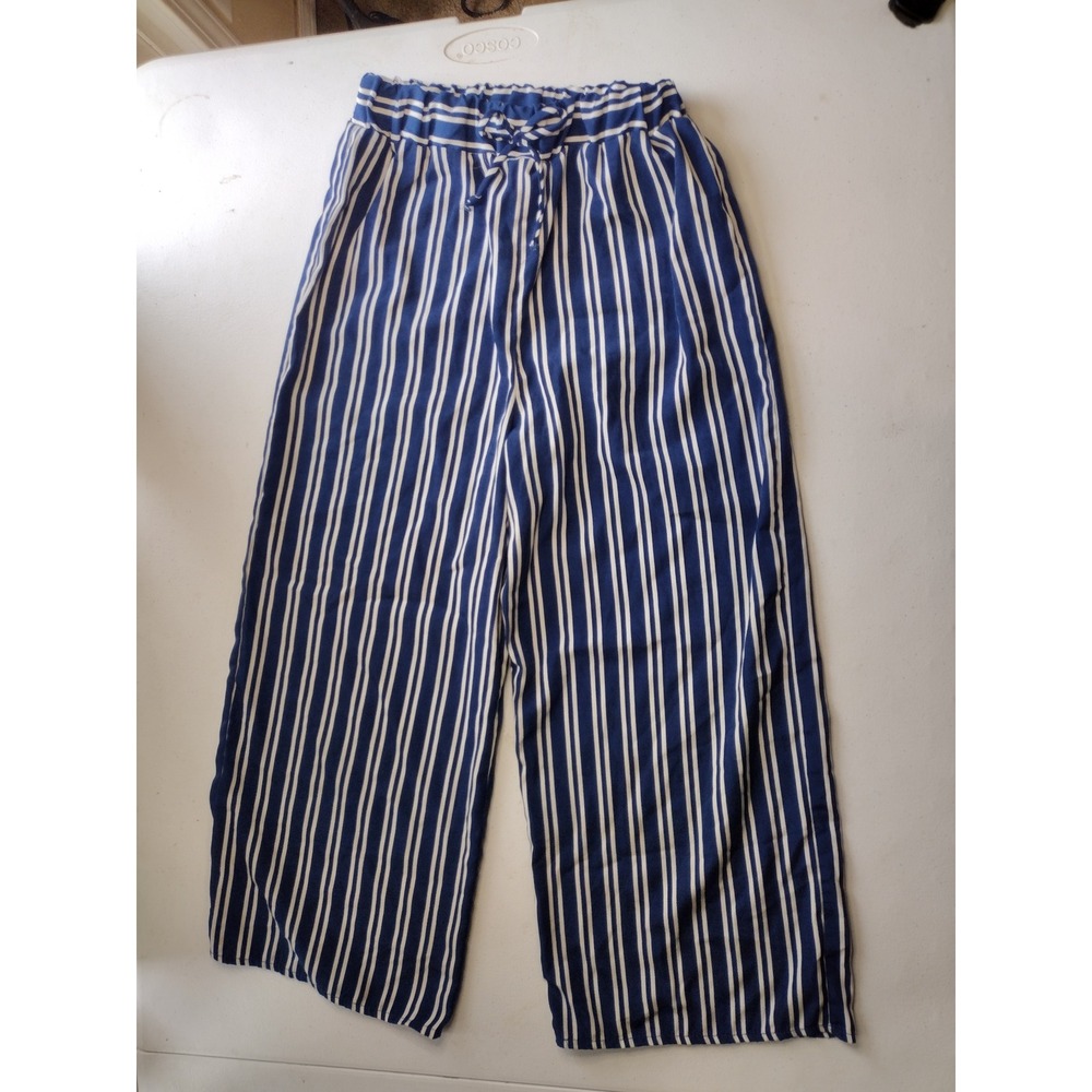 Blue and White Striped Kids Pajama Bottoms